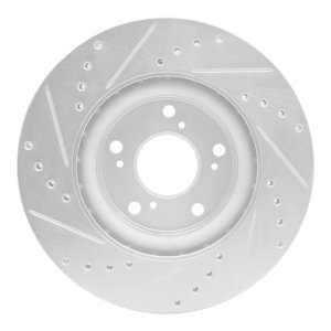 Honda CR-V Brake Rotor (1) - Front Right - R1 Concepts - Drilled & Slotted - Silver - `12-`16